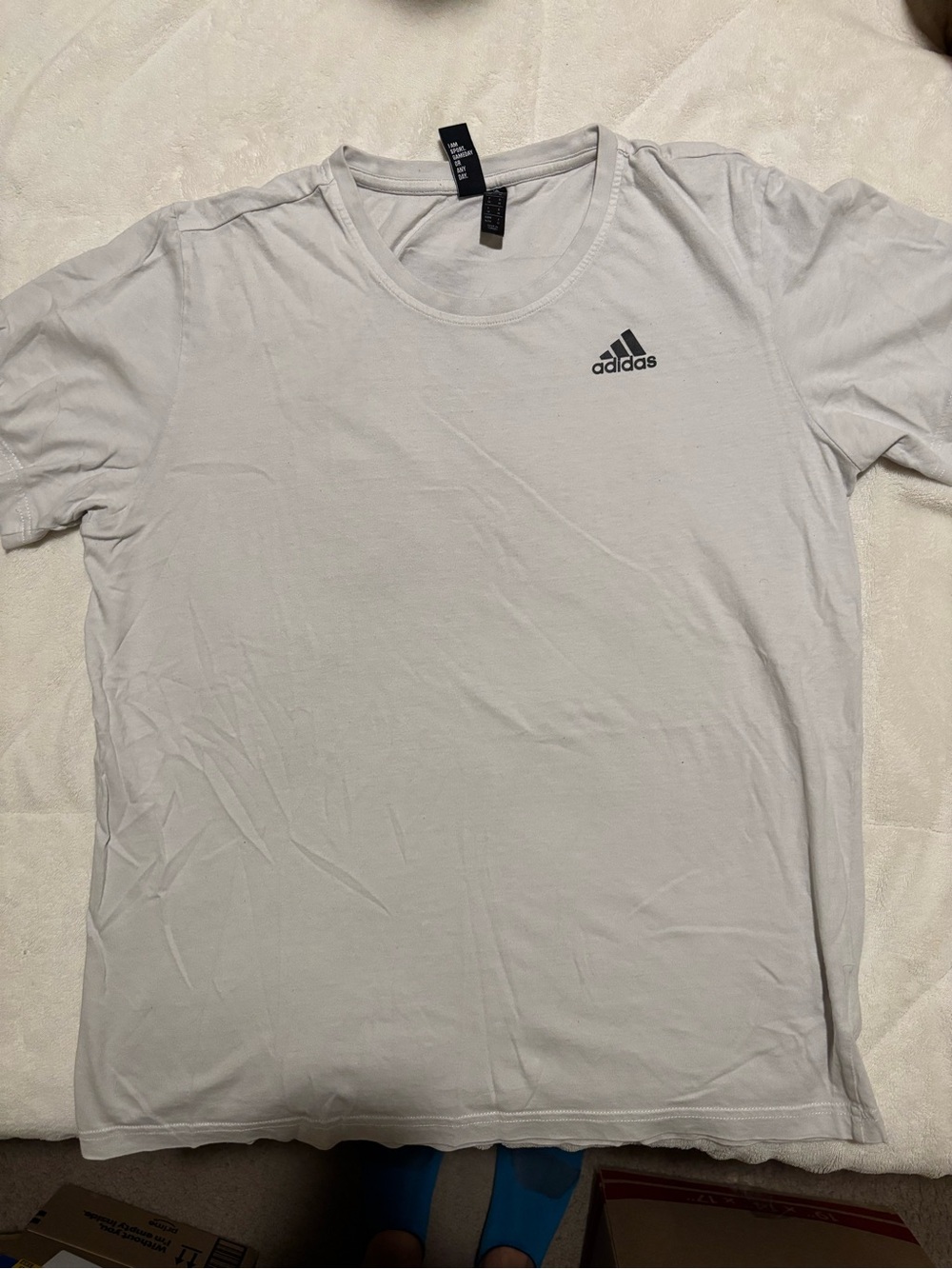 adidas White Short Sleeve Crew Logo Tee